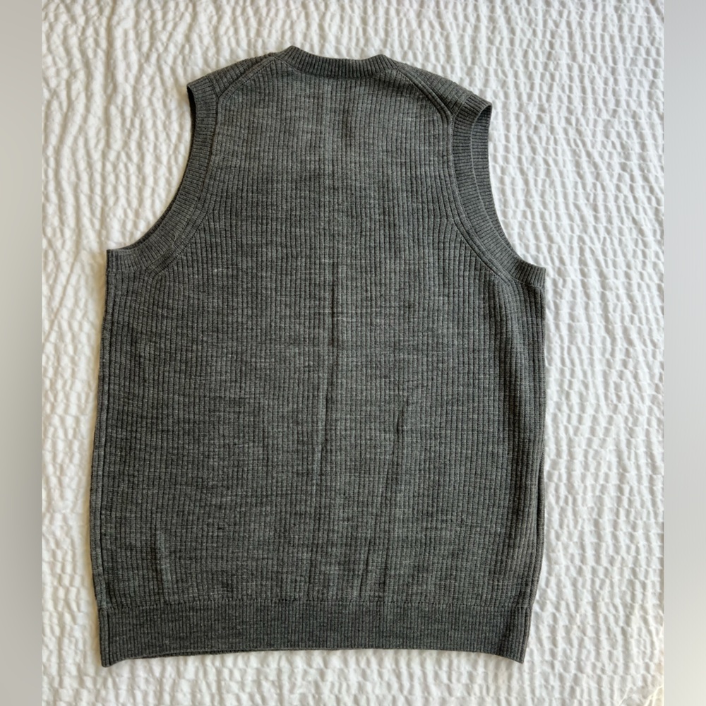 Merino Wool V- Neck Sweatervest- Men’s- Gray- XL - Picture 6 of 6